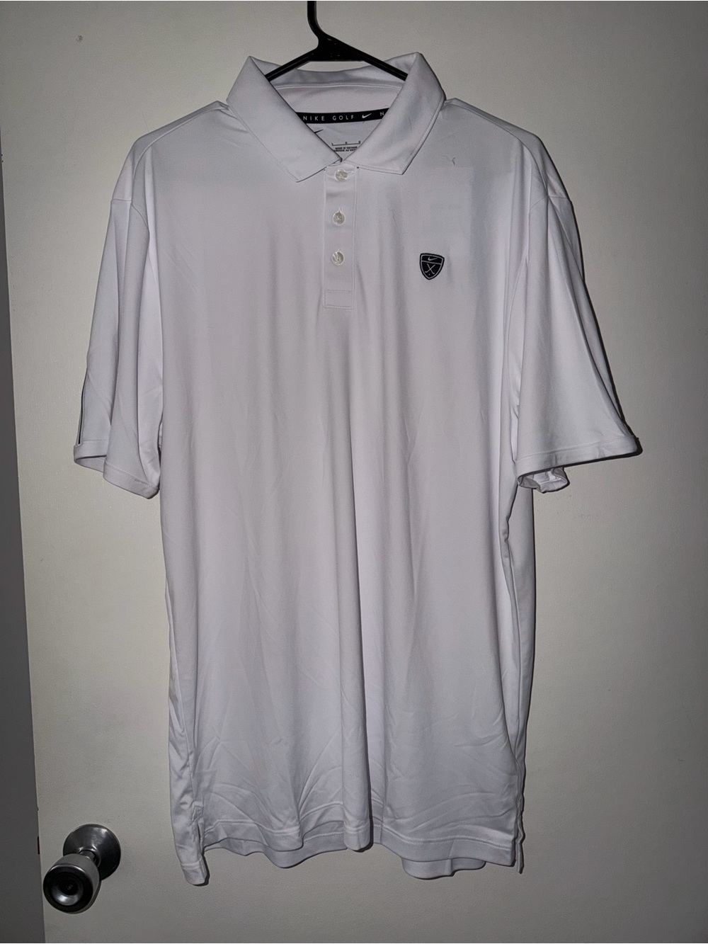 Nike White Men’s Polo Shirt with Shield Logo
